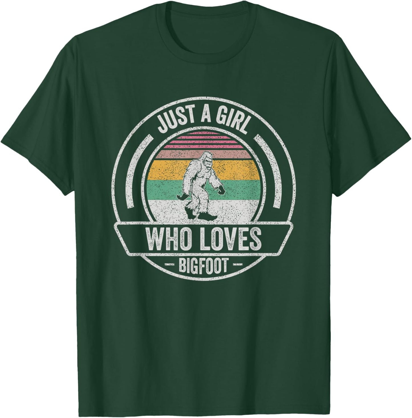 Vintage Retro Just A Girl Who Loves Bigfoot Sasquatch T-Shirt - T-Shirt | Forest