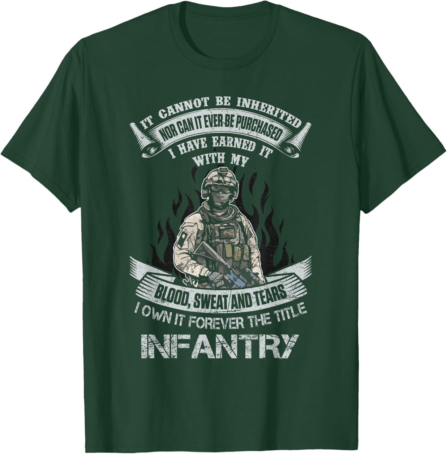 US Army Infantry Veteran Vet Gift -Adults Black Cotton T-Shirt - T-Shirt | Forest