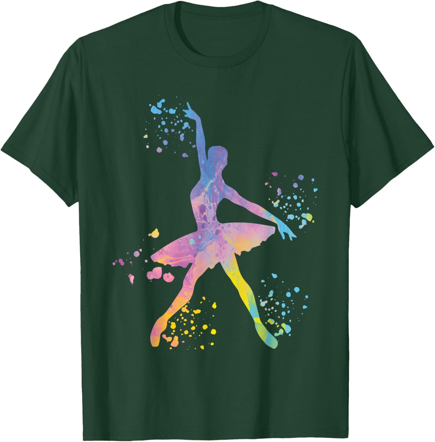 Ballet Dancer Colorsplash Woman Ballerina T-Shirt - T-Shirt | Forest