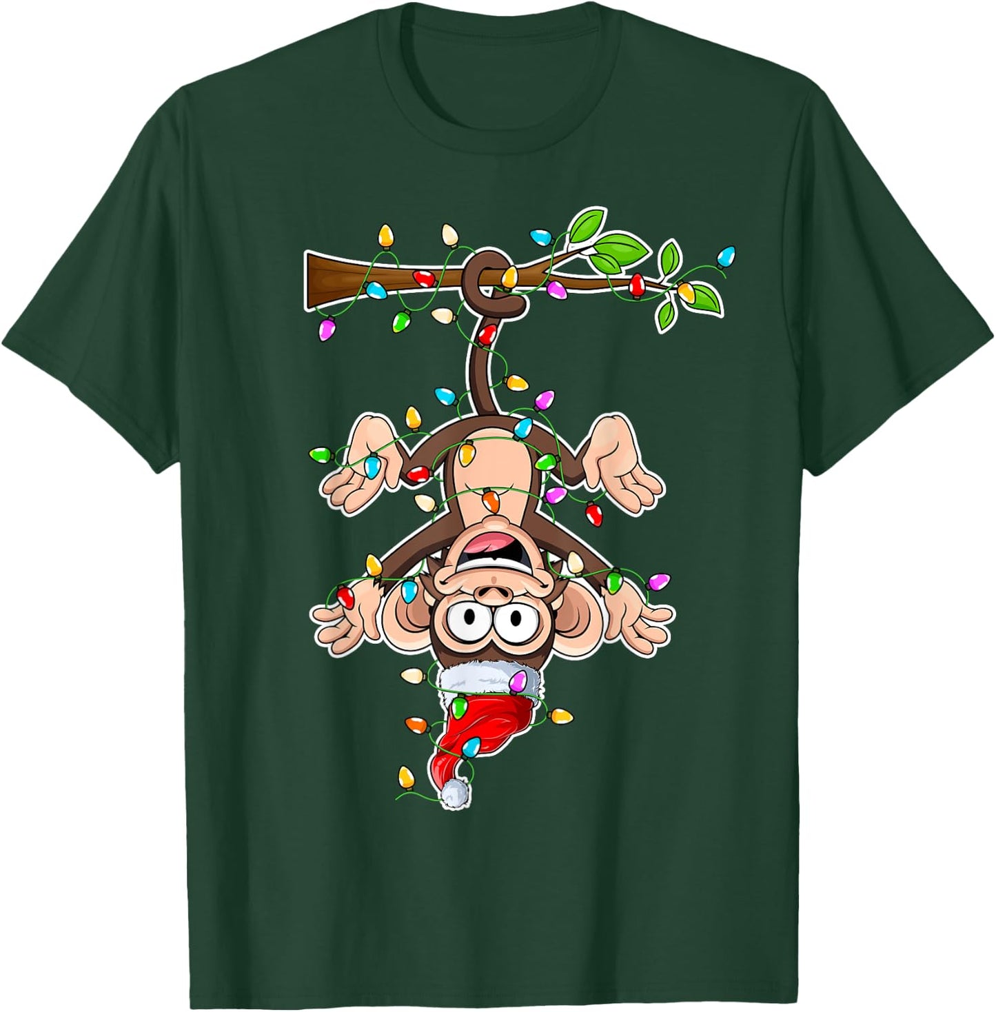Monkey Wearing Santa Hat Christmas - Monkey Lover Xmas T-Shirt - T-Shirt | Forest
