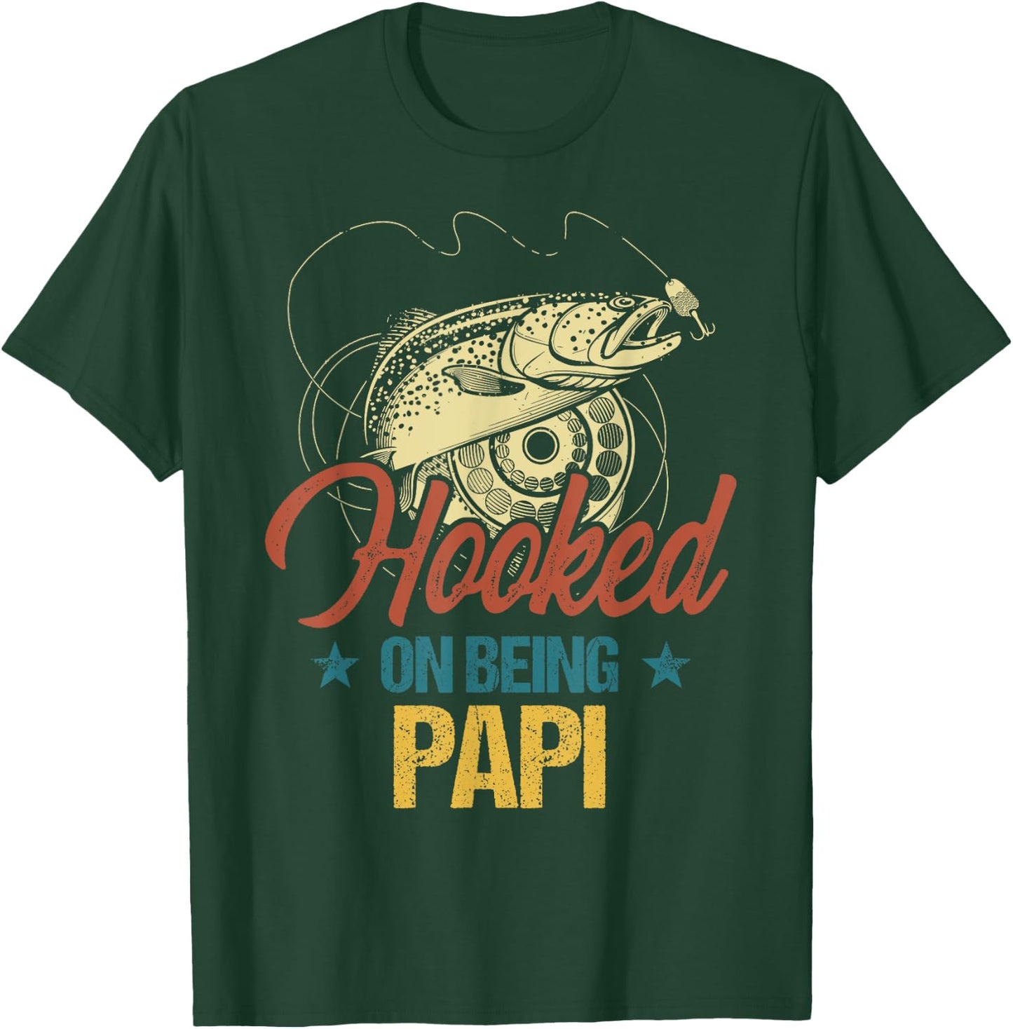 Retro Fishing Hooked On Being Papi Shirt T-Shirt - T-Shirt | Forest