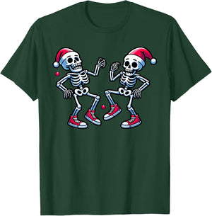 Xmas Holiday Funny Merry Christmas Skeletons Dancing Santa T-Shirt - T-Shirt | Forest