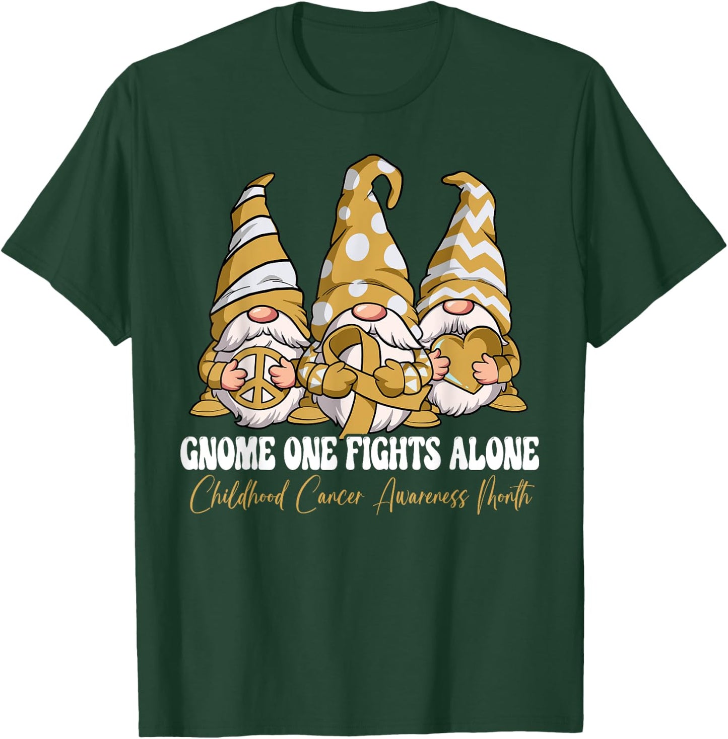 Gnome One Fights Alone Childhood Cancer Awareness Month T-Shirt - T-Shirt | Forest
