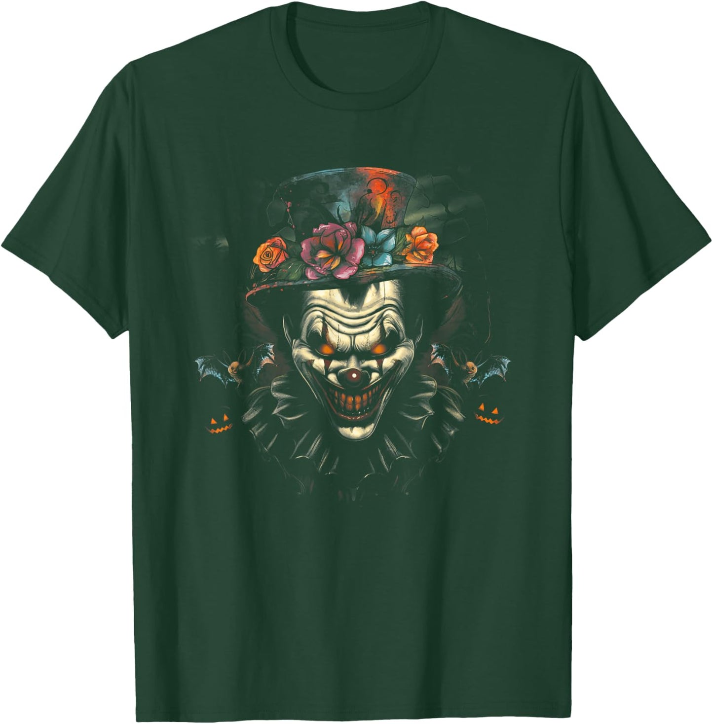 Halloween Scary Evil Clown Mask Horror Face Zombie Costume T-Shirt - T-Shirt | Forest