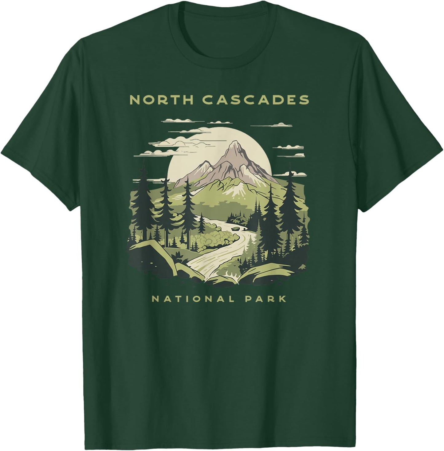 Presto North Cascades National Park -Adults Green Nature Graphic T-Shirt - T-Shirt | Forest