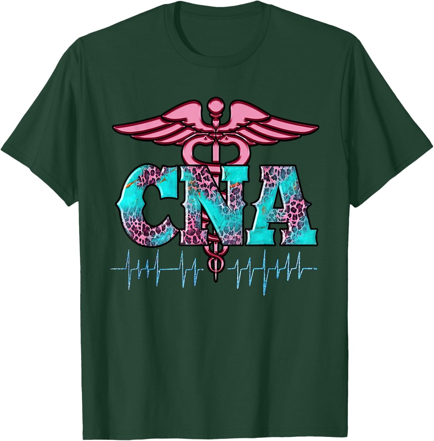 Pink And Blue Leopard CNA Nurse Christmas Pajamas For Team T-Shirt - T-Shirt | Forest