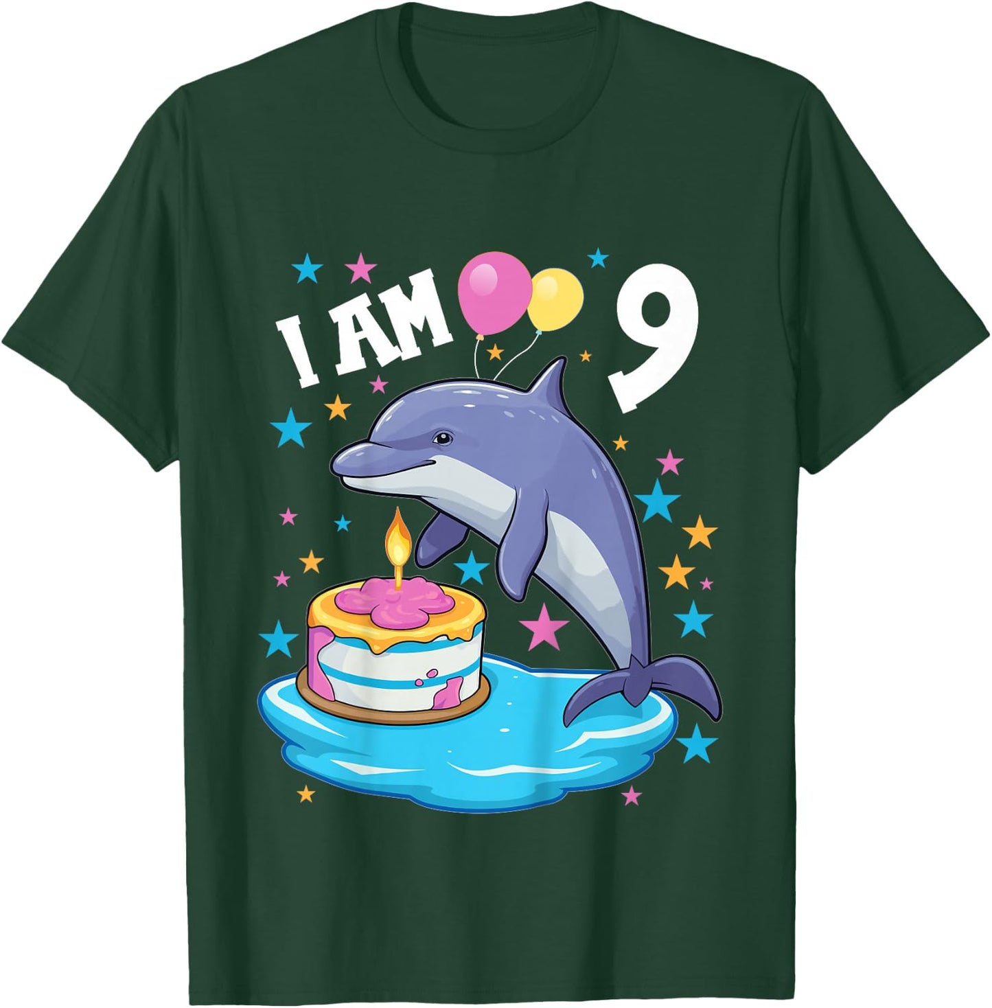 9 Years old Boy or Girl Dolphins 9th birthday Dolphin T-Shirt - T-Shirt | Forest