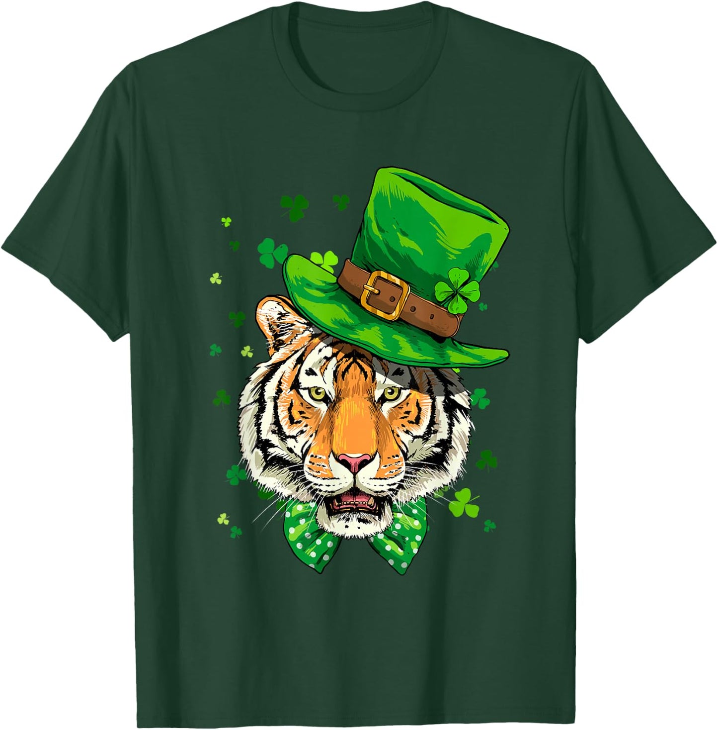 St Patrick's Day Leprechaun Tiger Shamrock Tiger Lover Irish T-Shirt - T-Shirt | Forest