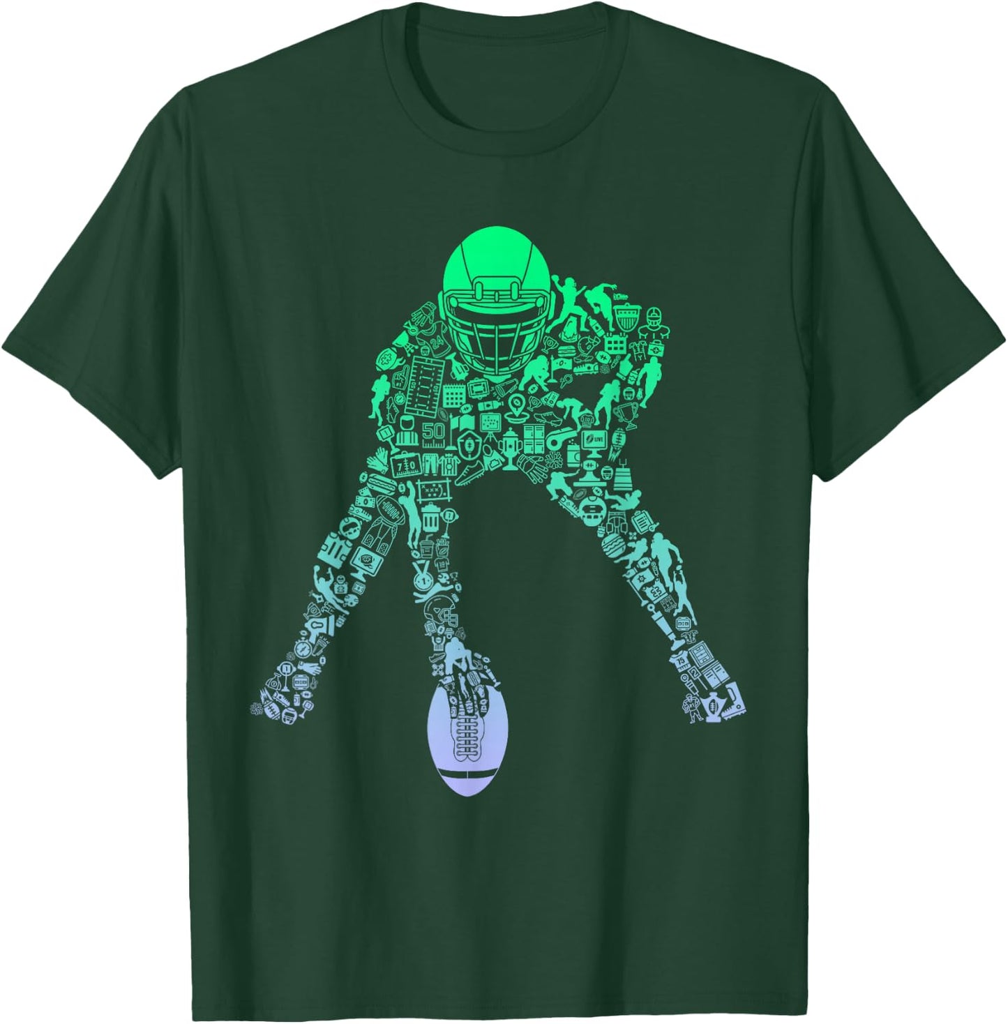 Youth Football Apparel Center Player Coach Boys Football T-Shirt - T-Shirt | Forest
