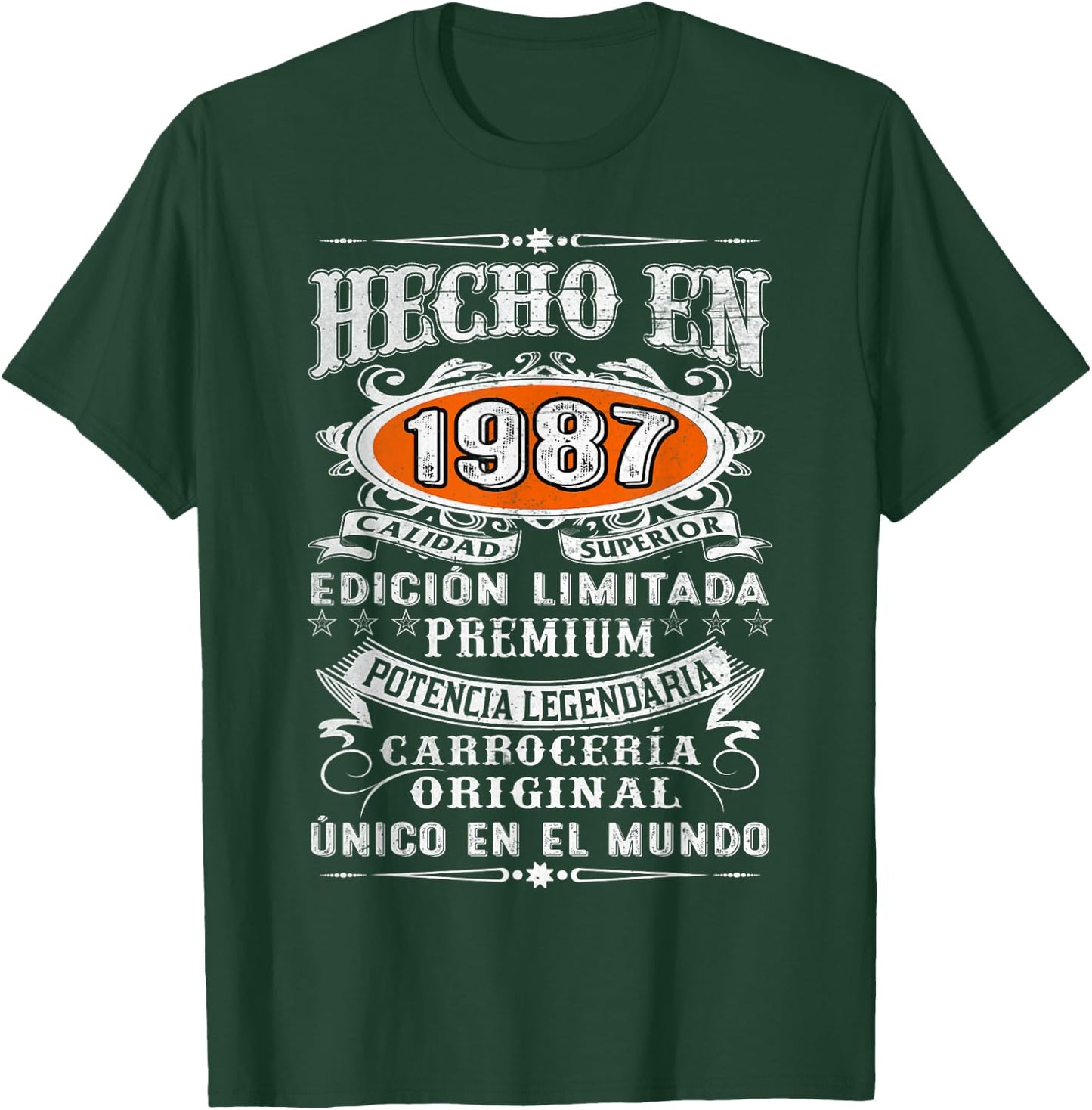 37th Birthday Spanish Made In 1987 Cumpleaños Español T-Shirt - T-Shirt | Forest