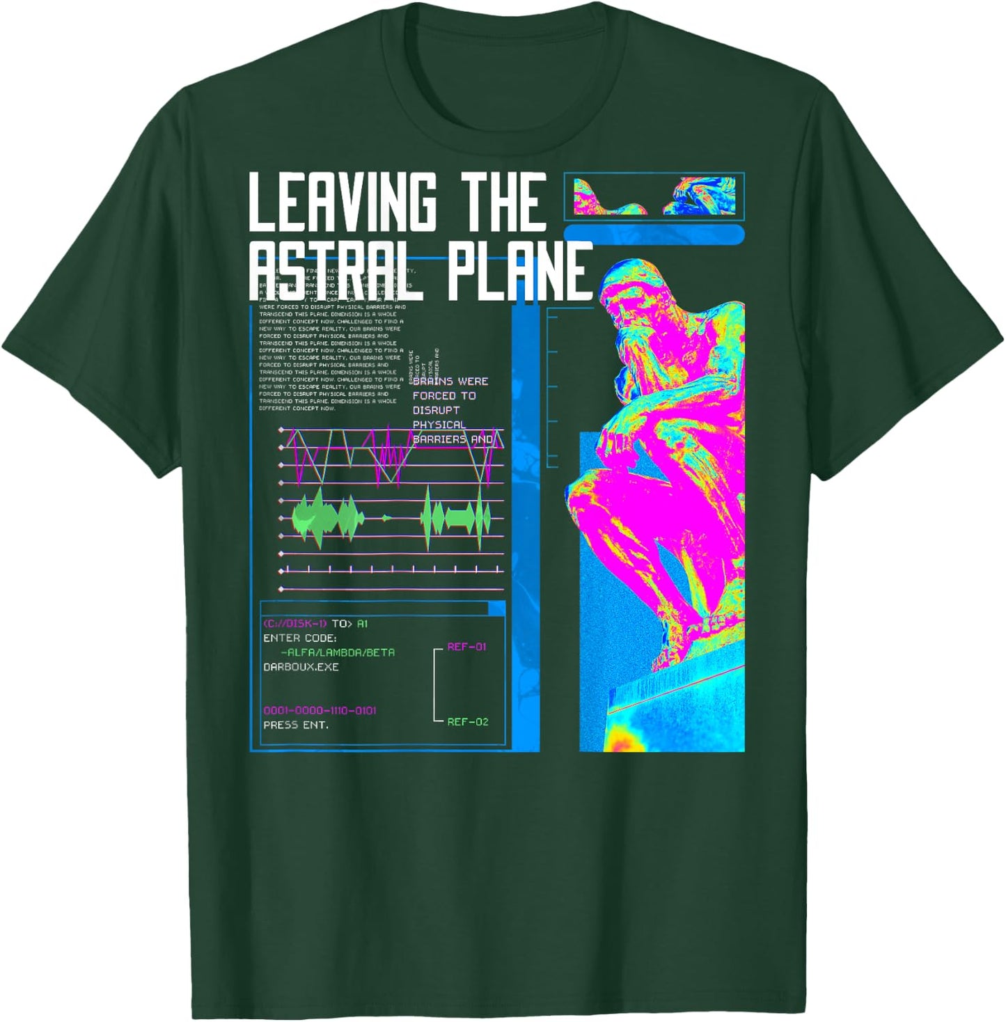 Back print: Techno music Vaporwave EDM party raver festival T-Shirt - T-Shirt | Forest