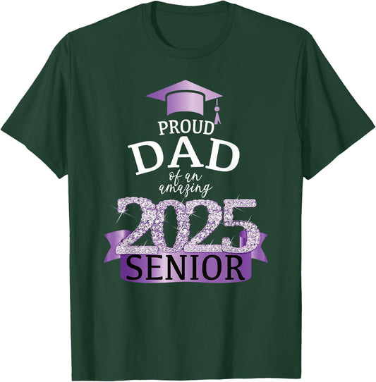 A Proud 2025 Senior Dad I Elegant Purple Celebration Decor T-Shirt - T-Shirt | Forest
