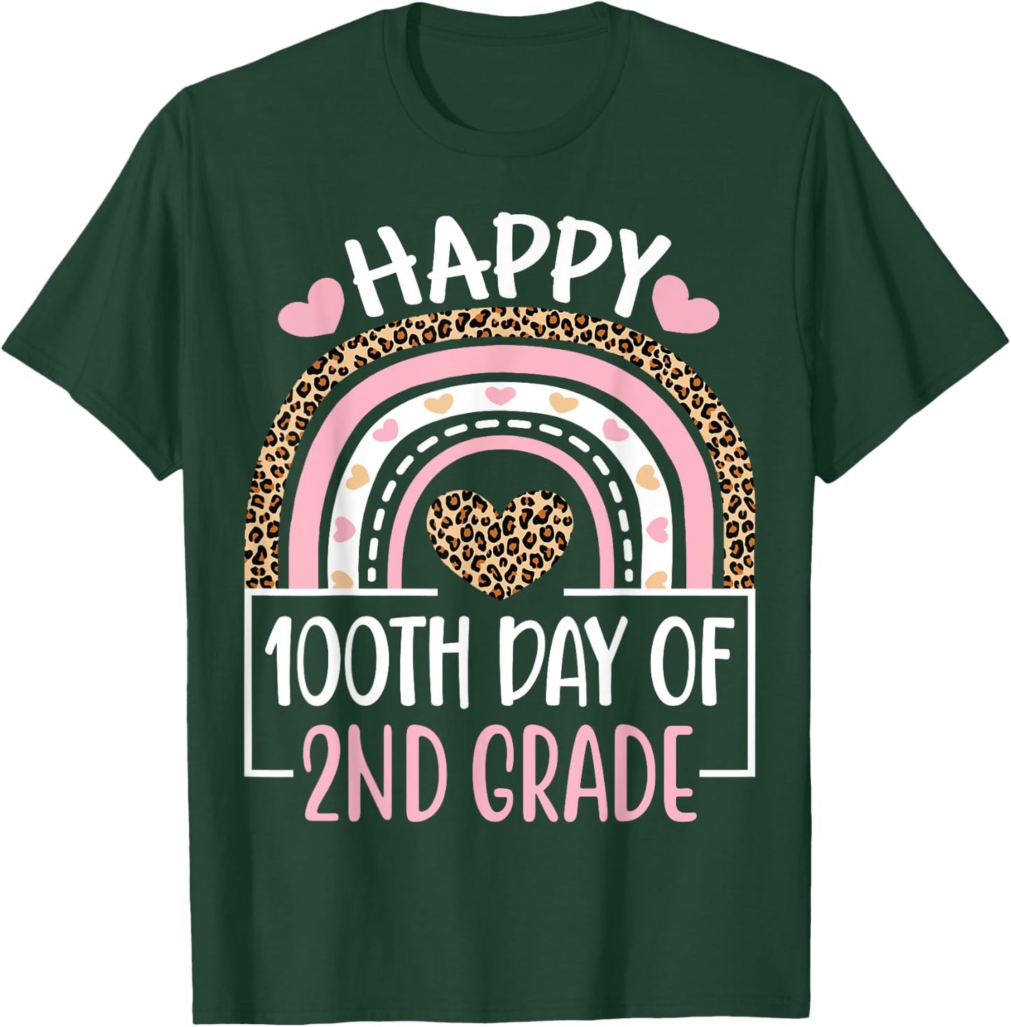 100th Day Of 2nd Grade Funny 100 Days Of School Teacher T-Shirt - T-Shirt | Forest