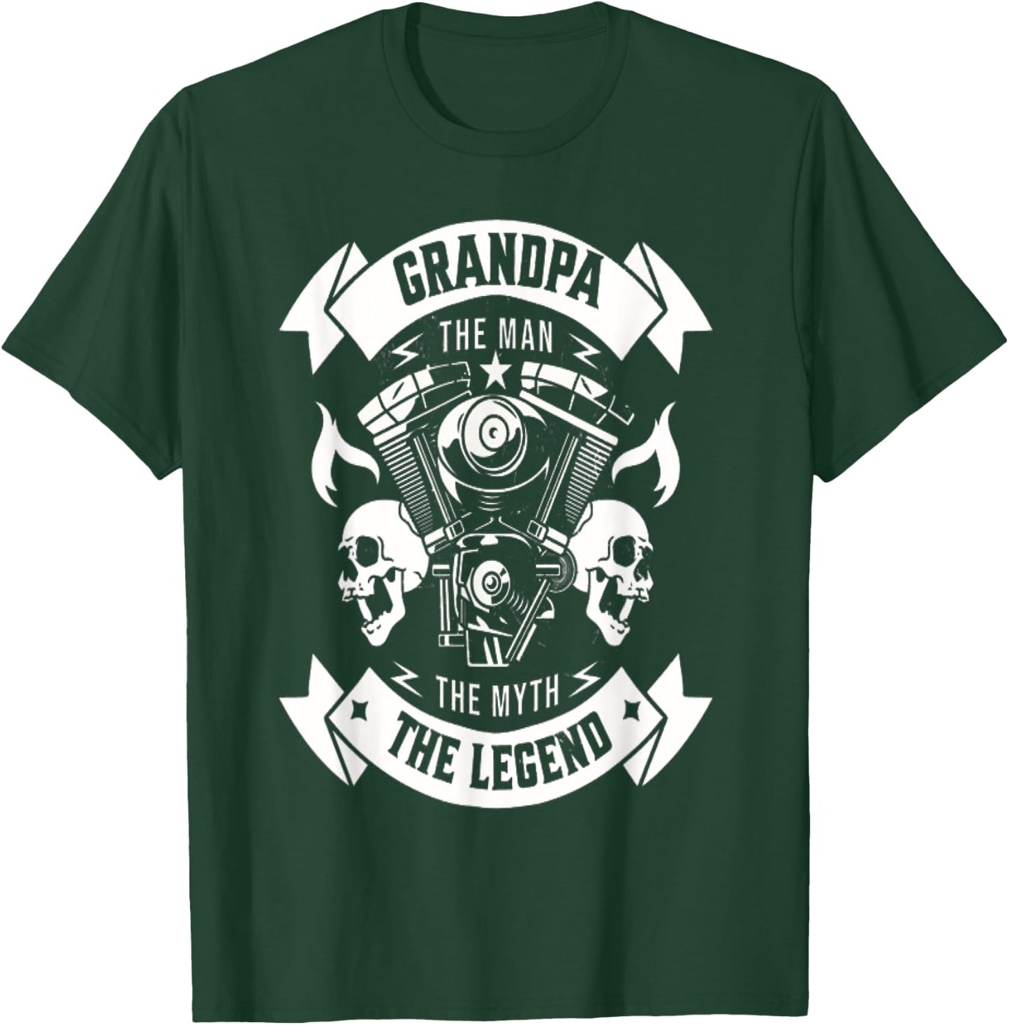 Biker Grandpa The Man The Myth The Legend Motorcycle T-Shirt - T-Shirt | Forest