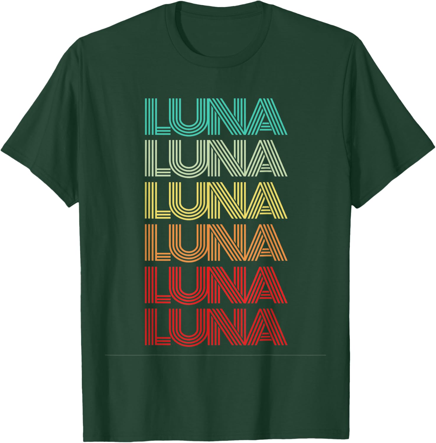 First Name LUNA Girl Retro Personalized Groovy 60s Birthday T-Shirt - T-Shirt | Forest
