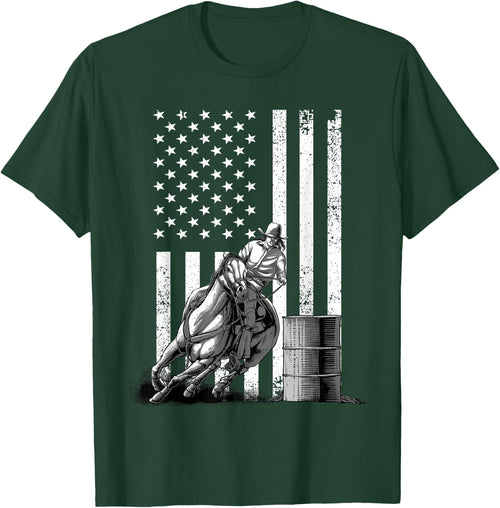 Cool Barrel Racing Women Barrel Racer Rodeo US Flag