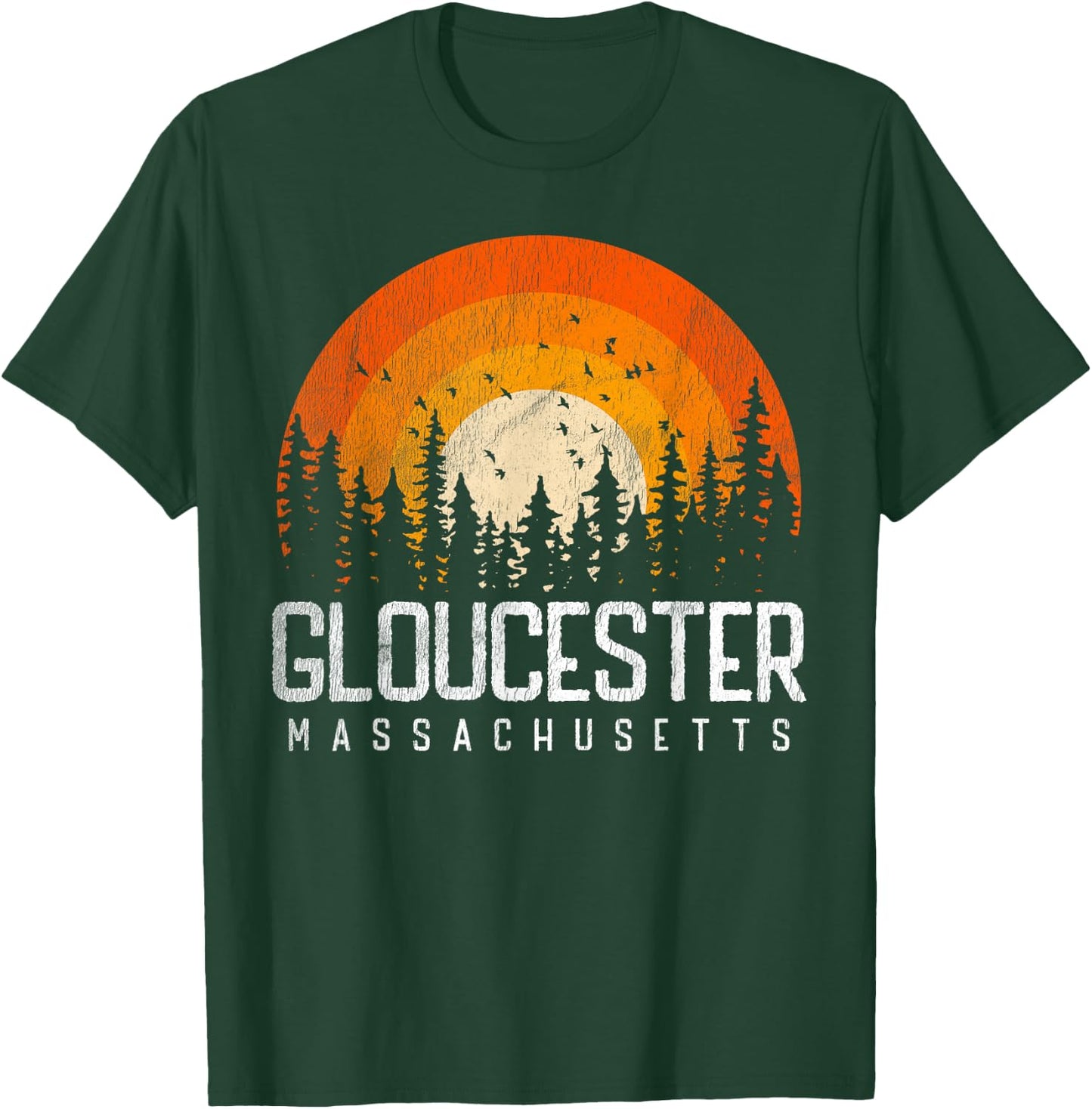 Gloucester Massachusetts MA Shirt Vintage 80s 90s Retro Gift T-Shirt - T-Shirt | Forest