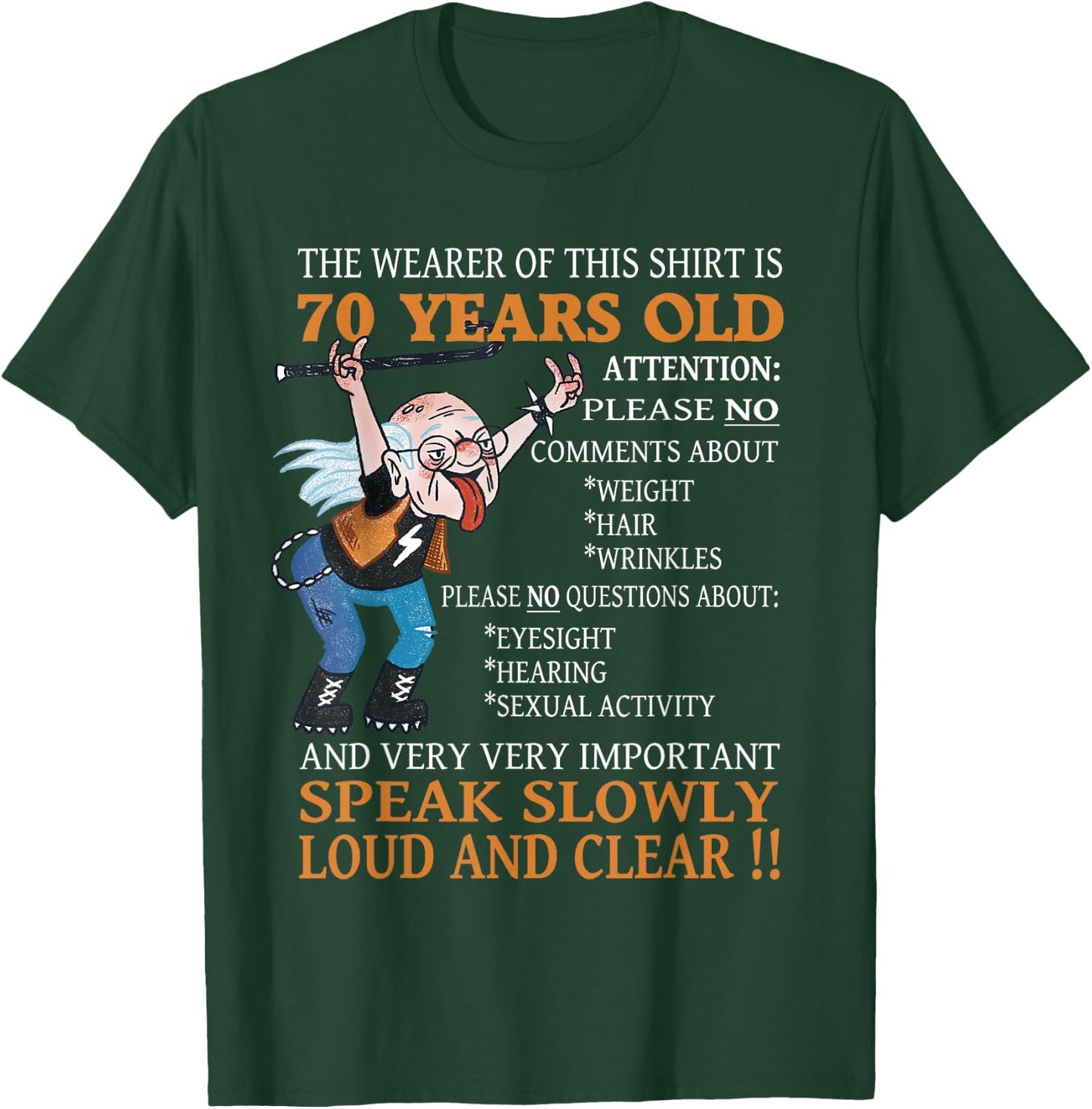 funny 70th Birthday Women Men 70 years old Bday T-Shirt - T-Shirt | Forest