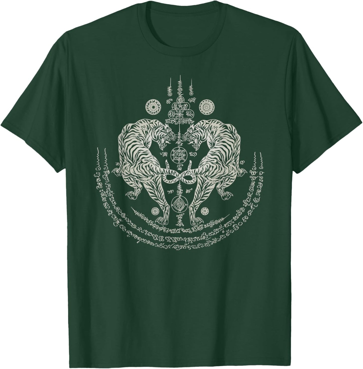 Thai Tattoo Twin Tiger Sak Yant Muay Thai Thailand Graphic T-Shirt - T-Shirt | Forest