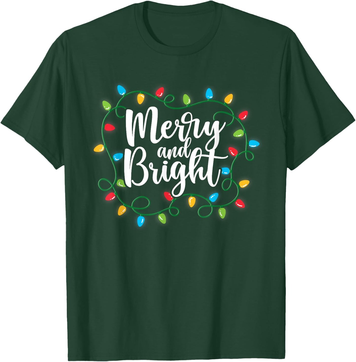 Merry and Bright Christmas Lights Family Matching Pajamas T-Shirt - T-Shirt | Forest