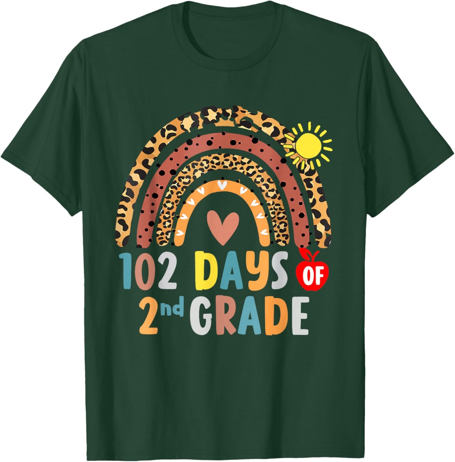 102 Day Of 2nd Grade Rainbow 102 Days Of Second Grade T-Shirt - T-Shirt | Forest