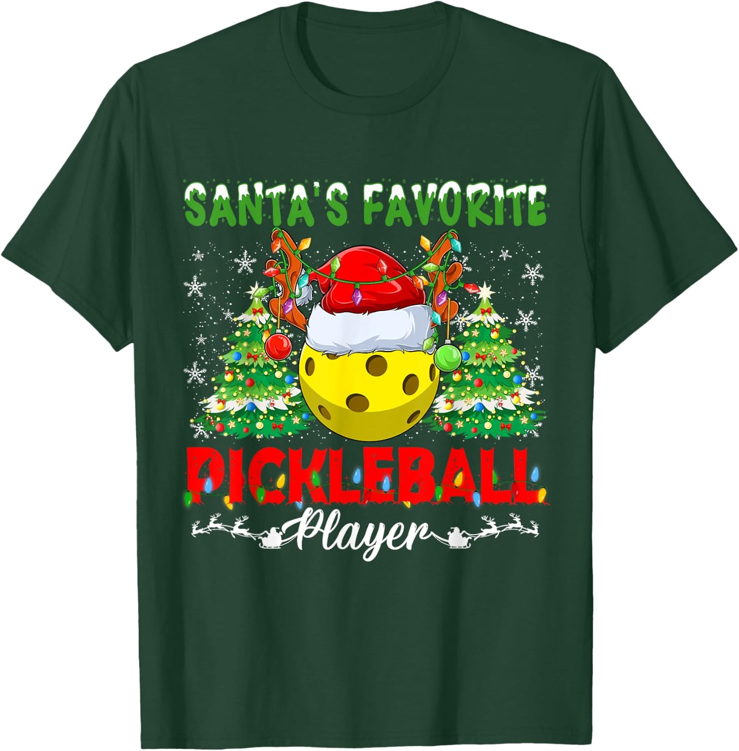 Funny Santas Favorite Pickleball Player Christmas Pajama T-Shirt - T-Shirt | Forest