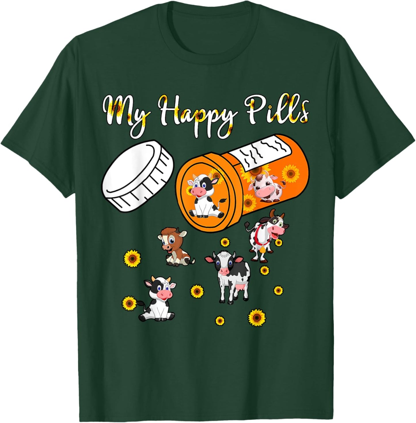 My Happy Pills Sunflower Cows Lover Women Kids T-Shirt - T-Shirt | Forest