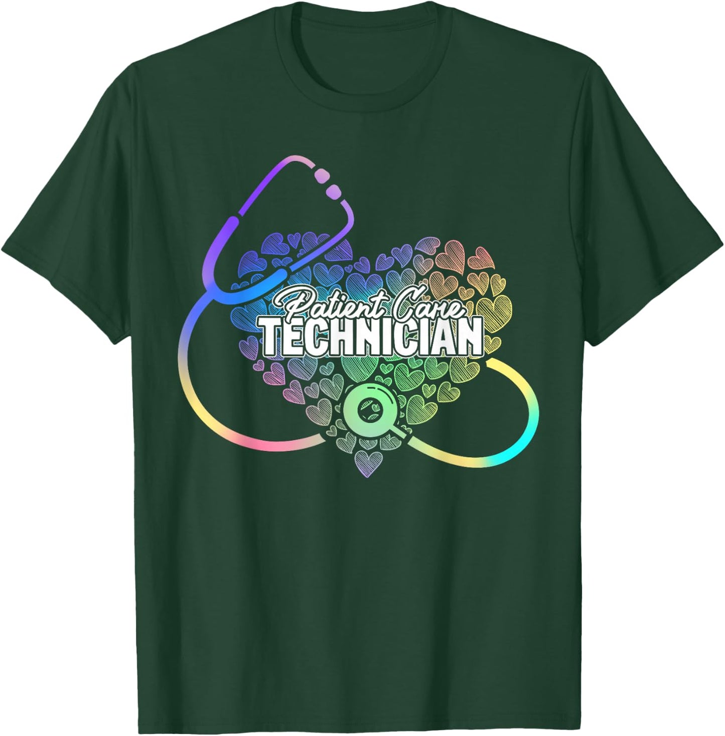 PCT Patient Care Technician Heart Stethoscope T-Shirt - T-Shirt | Forest