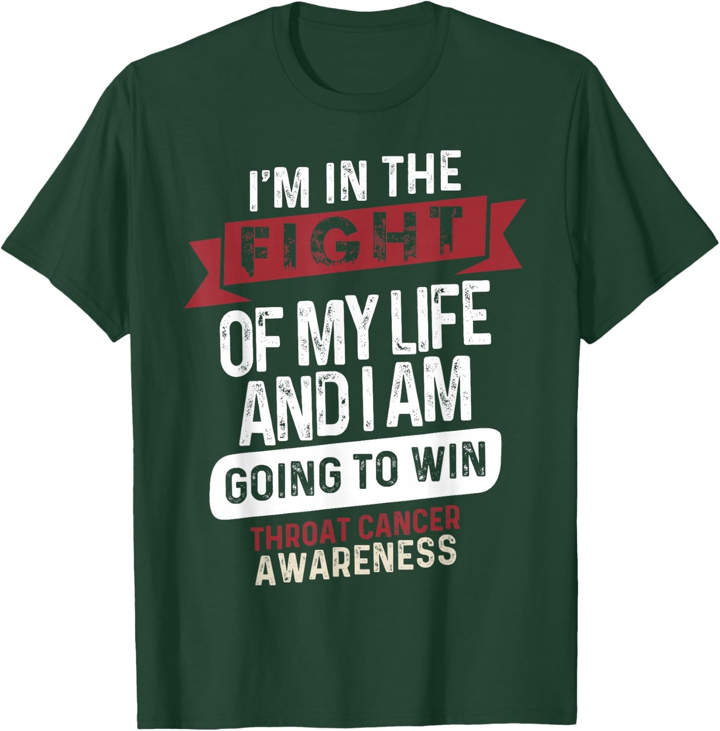 Fight to Win- Throat Cancer Awareness Supporter Ribbon T-Shirt - T-Shirt | Forest