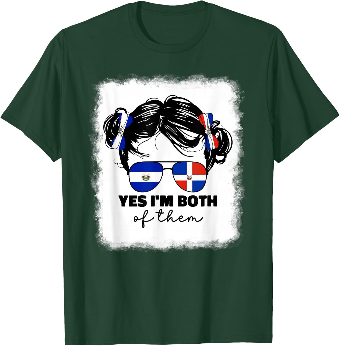 Half Dominican And Salvadorian El Salvador Flag Kids Girls T-Shirt - T-Shirt | Forest