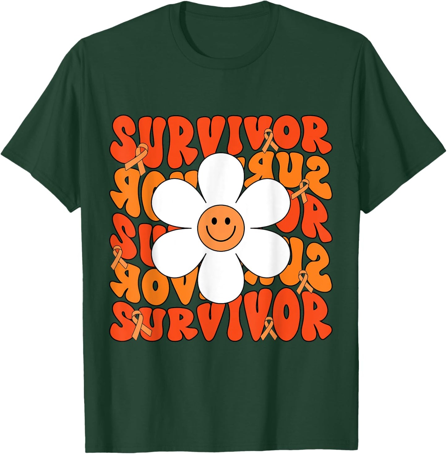 Leukemia Cancer Orange Ribbon Leukemia Cancer Survivor T-Shirt - T-Shirt | Forest