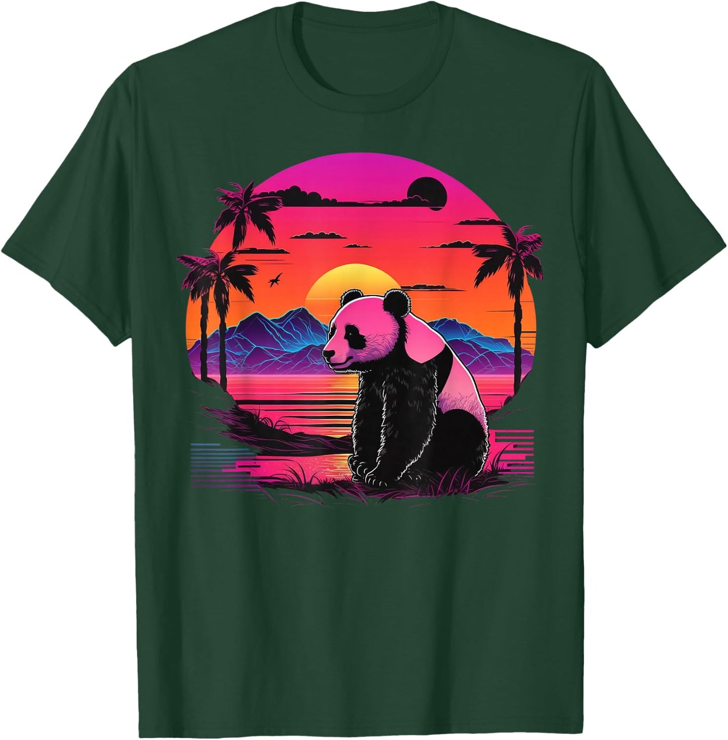 Vintage Retrowave Synthwave 80s Vaporwave Panda T-Shirt - T-Shirt | Forest