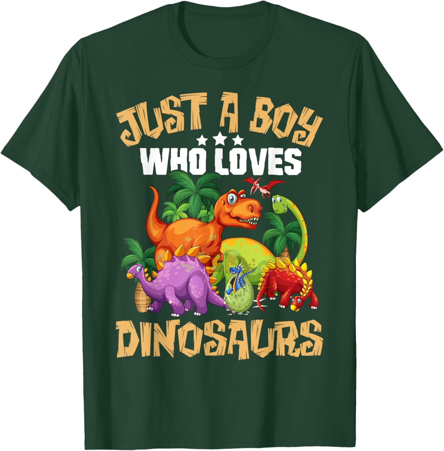 Just A Boy Who Loves Dinosaurs Shirt Brachiosaurus Dino Boys T-Shirt - T-Shirt | Forest