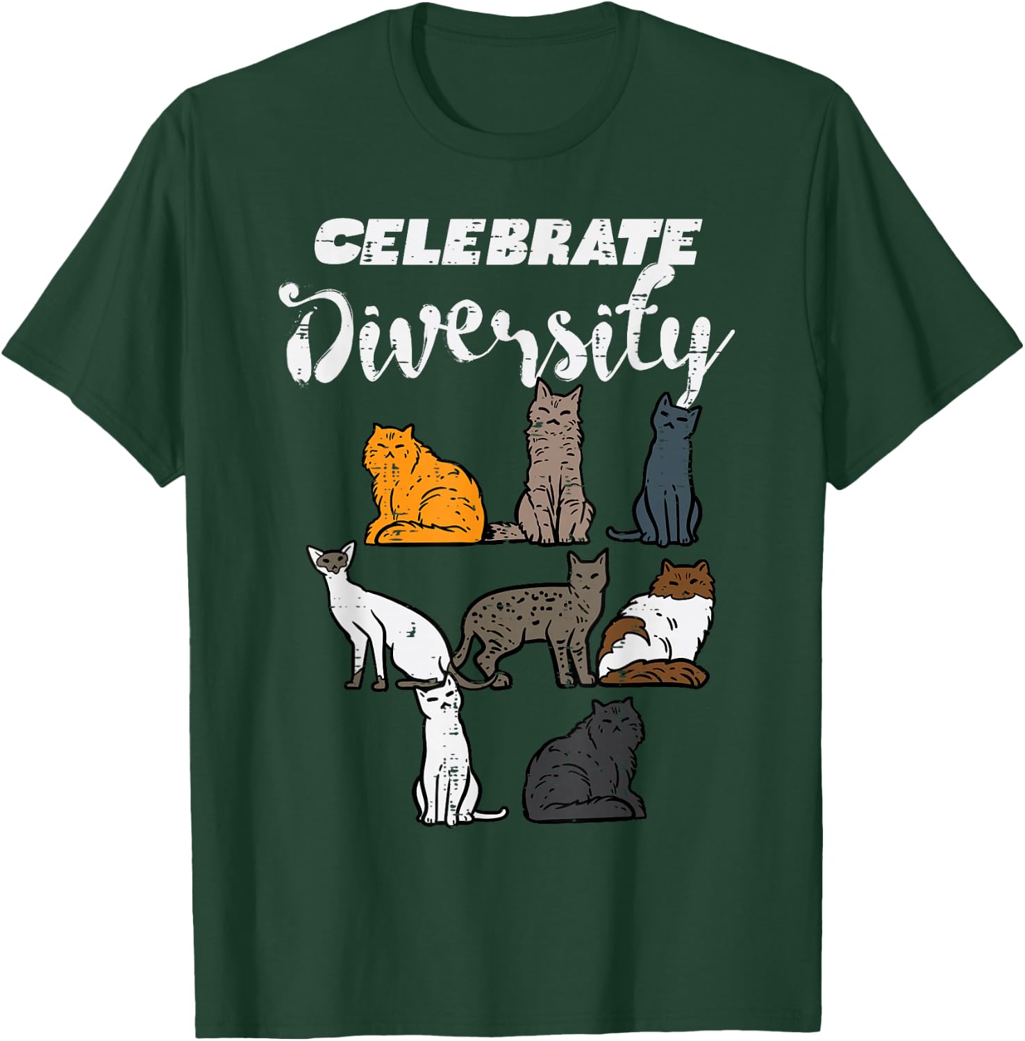 Celebrate Diversity Cat Breeds Cute Pet Owner Men Women Kids T-Shirt - T-Shirt | Forest
