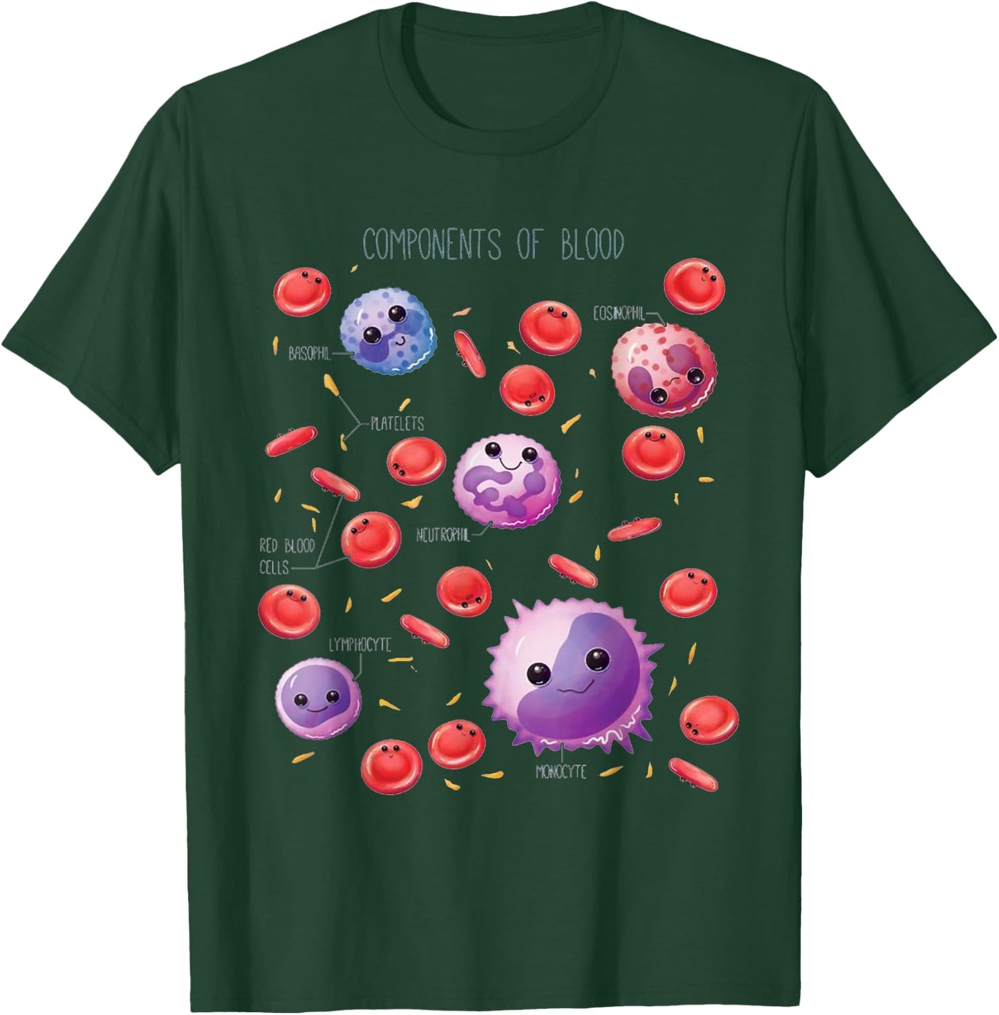 Cute Funny White And Red Blood Cells Components Of Blood T-Shirt - T-Shirt | Forest