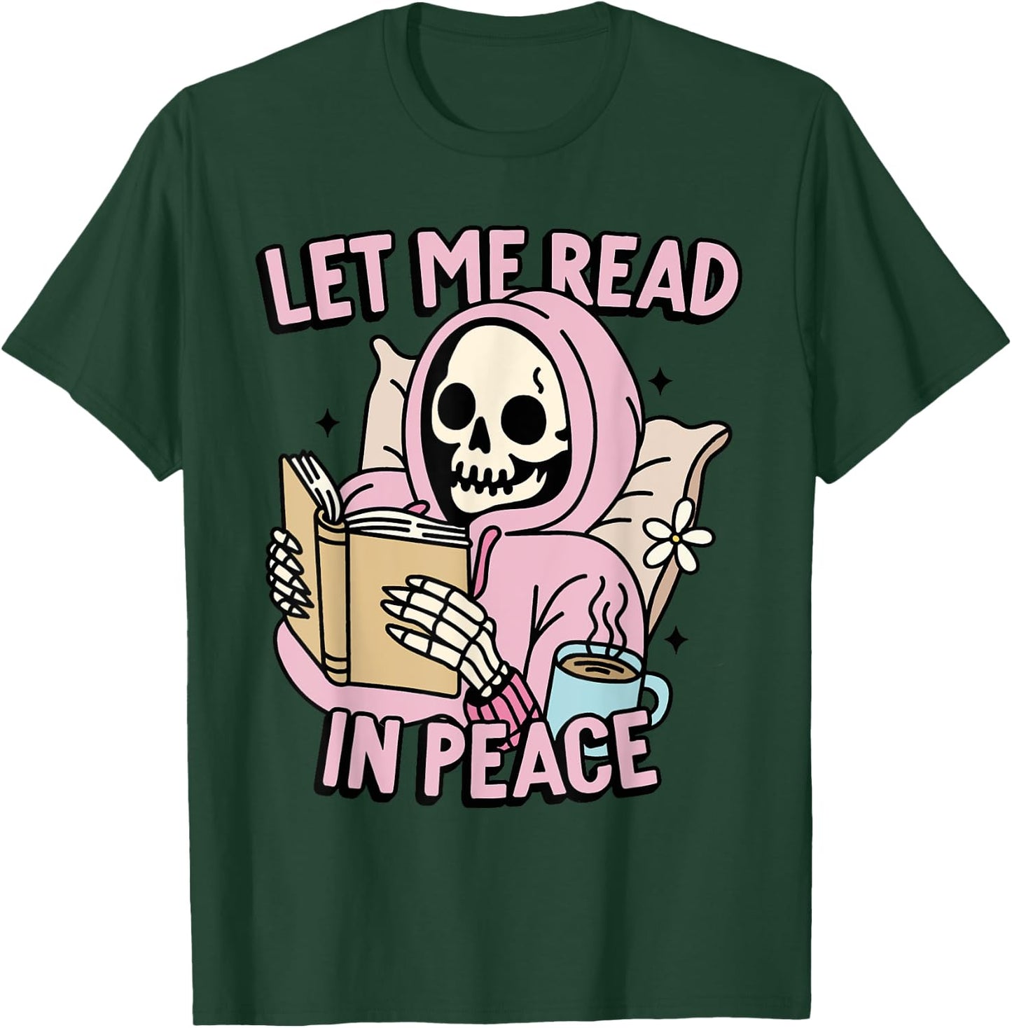 Let Me Read In Peace Funny Ghost Reading Book Halloween T-Shirt - T-Shirt | Forest