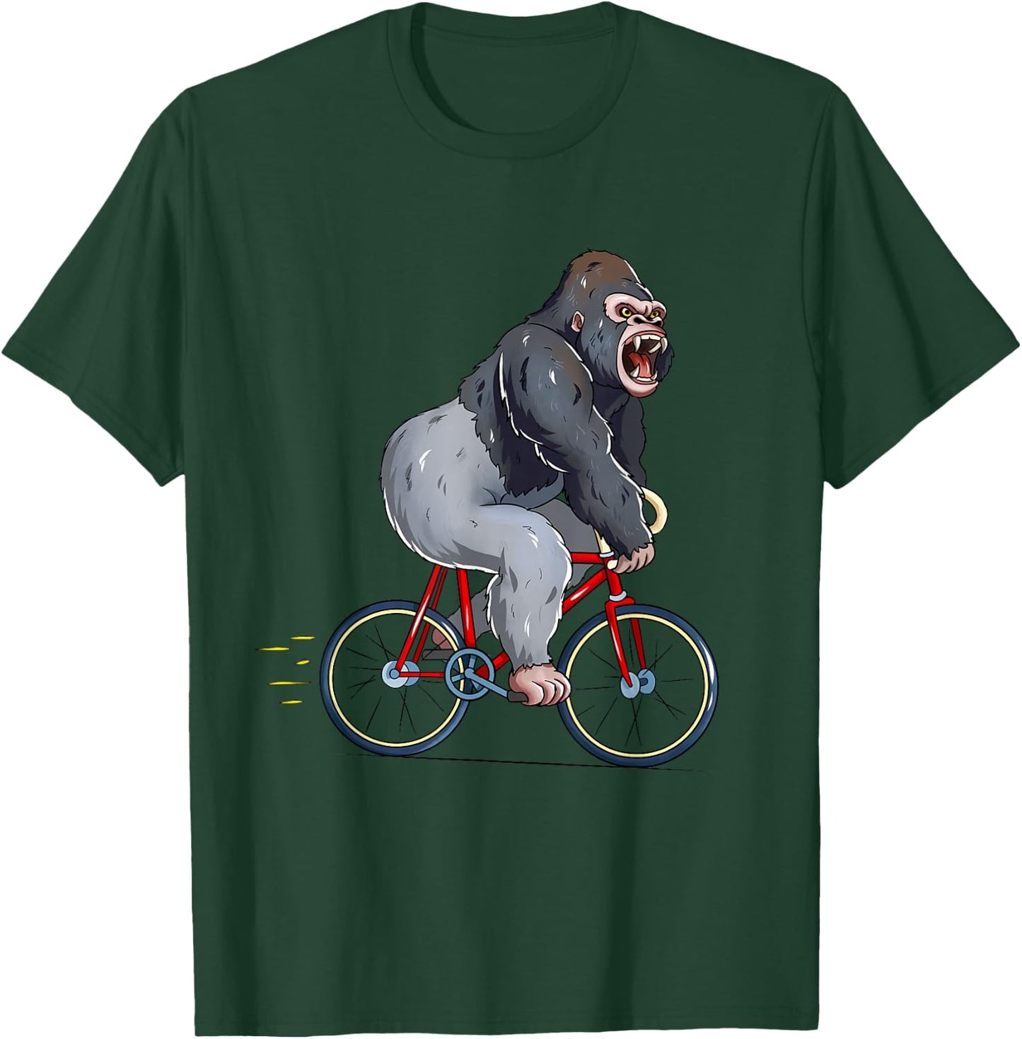 Gorilla Riding Bicycle Cute Biker Cyclist T-Shirt - T-Shirt | Forest