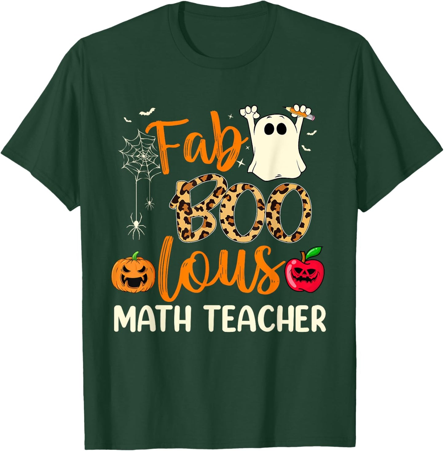 Fab Boo Lous Math Teacher Leopard Spooky Halloween Costume T-Shirt - T-Shirt | Forest