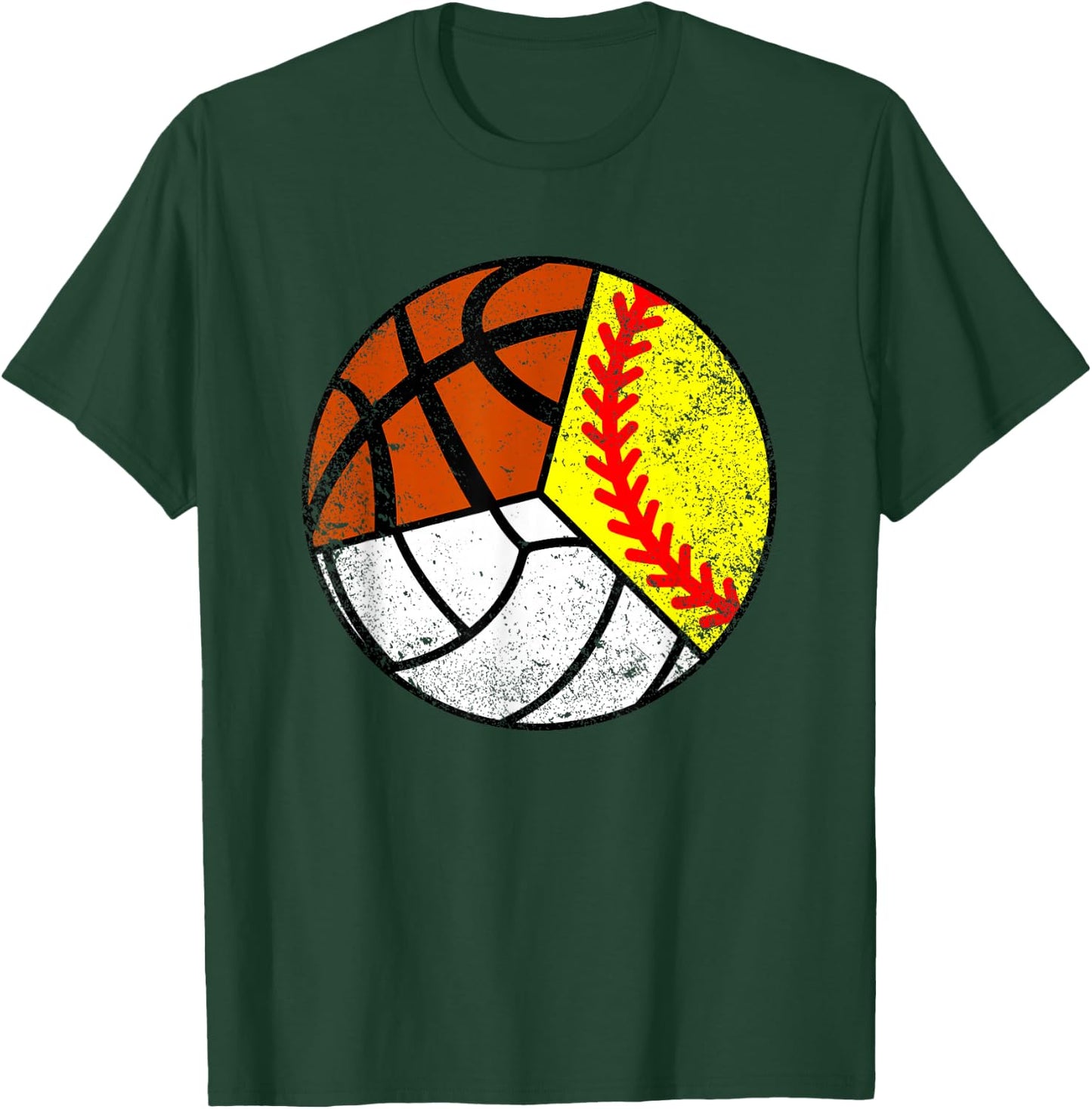 Softball Volleyball Basketball Player Funny Ball Sport T-Shirt - T-Shirt | Forest