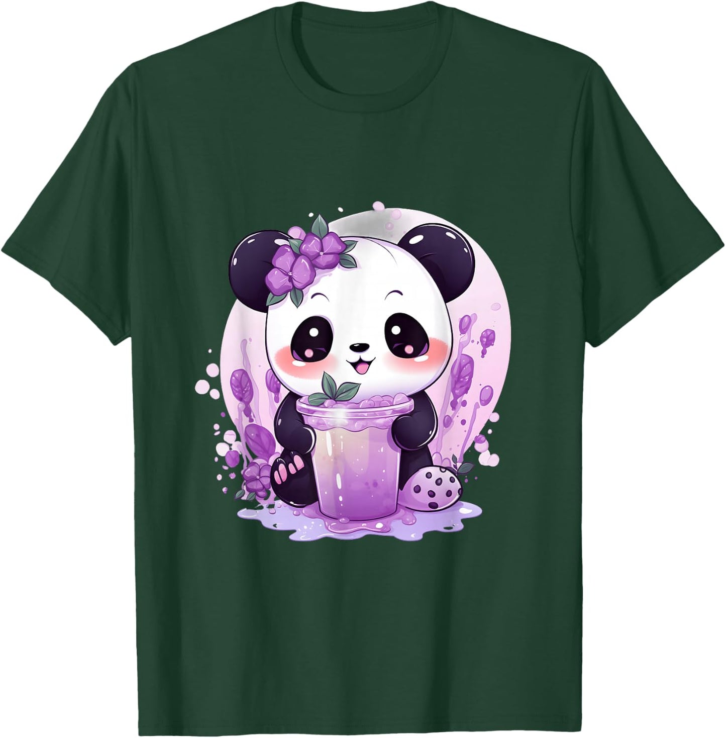 Otaku Kawaii Anime Panda Drinks Boba Tea Bubble T-Shirt - T-Shirt | Forest