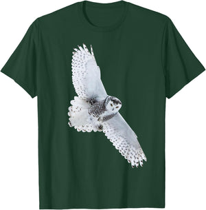 @n!mal -Adults & Kids Owl Bird Motif Animals Bird Design Owl - Black - Small - Short Sleeve - Cotton 60%, Polyester 40% T-Shirt - T-Shirt | Forest
