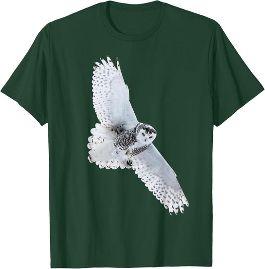 @n!mal -Adults & Kids Owl Bird Motif Animals Bird Design Owl - Black - Small - Short Sleeve - Cotton 60%, Polyester 40% T-Shirt - T-Shirt | Forest