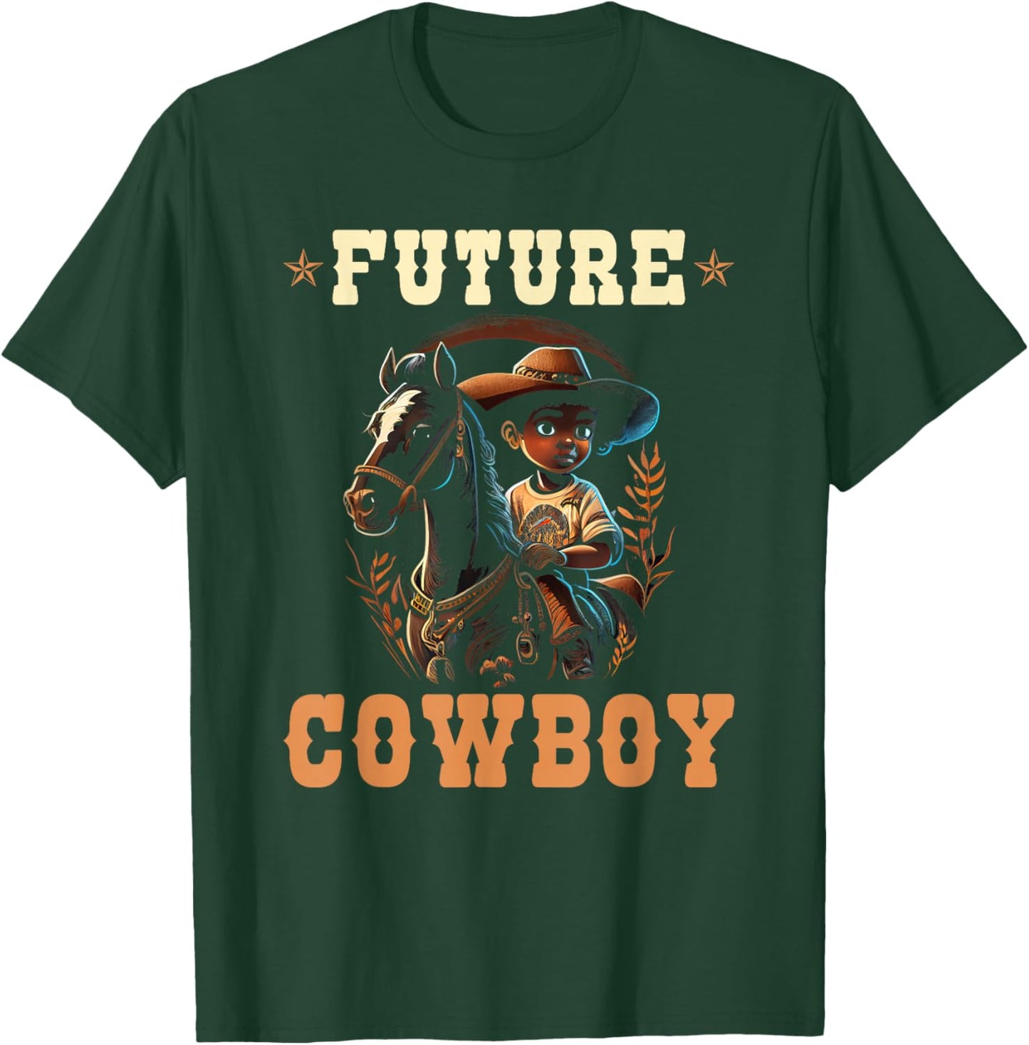 Future Cowboy Toddler African American Rodeo Cowboy Boy Kids T-Shirt - T-Shirt | Forest