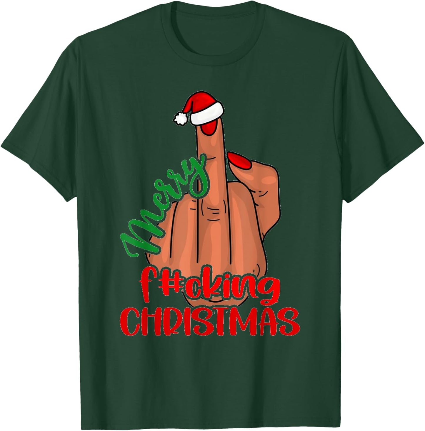 Merry Fucking Christmas Middle Finger Funny Xmas Pajama T-Shirt - T-Shirt | Forest