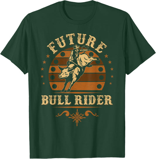 Future Bull Rider Boys Kids Rodeo Bull Riding Vintage Cowboy T-Shirt - T-Shirt | Forest
