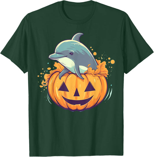 Pumpkin Dolphin costume on Dolphin Halloween T-Shirt - T-Shirt | Forest
