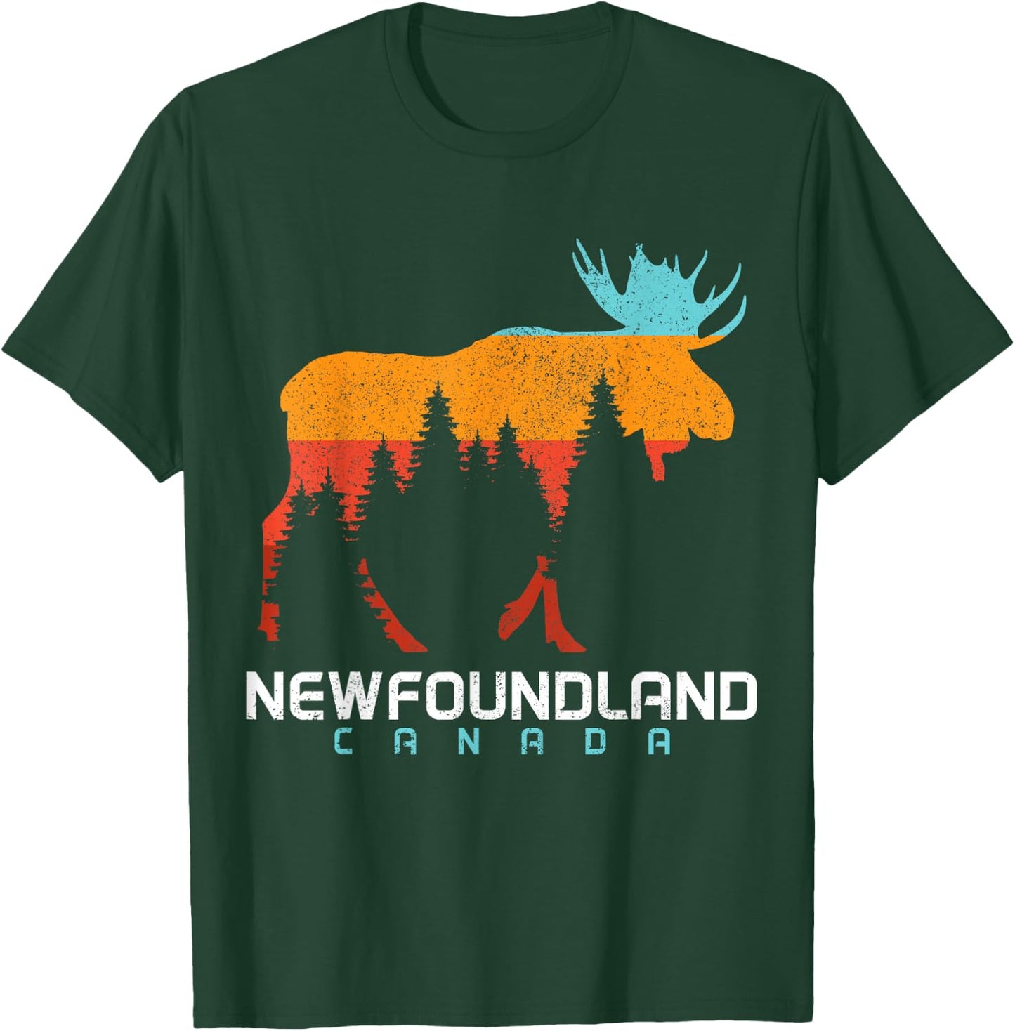 Newfoundland Canada Vintage Pride Souvenir Moose Nature T-Shirt - T-Shirt | Forest