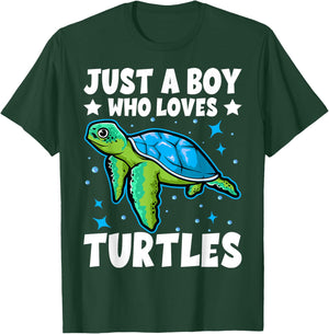 Just A Boy Who Loves Turtles Lover Gifts Sea Ocean Turtle T-Shirt - T-Shirt | Forest