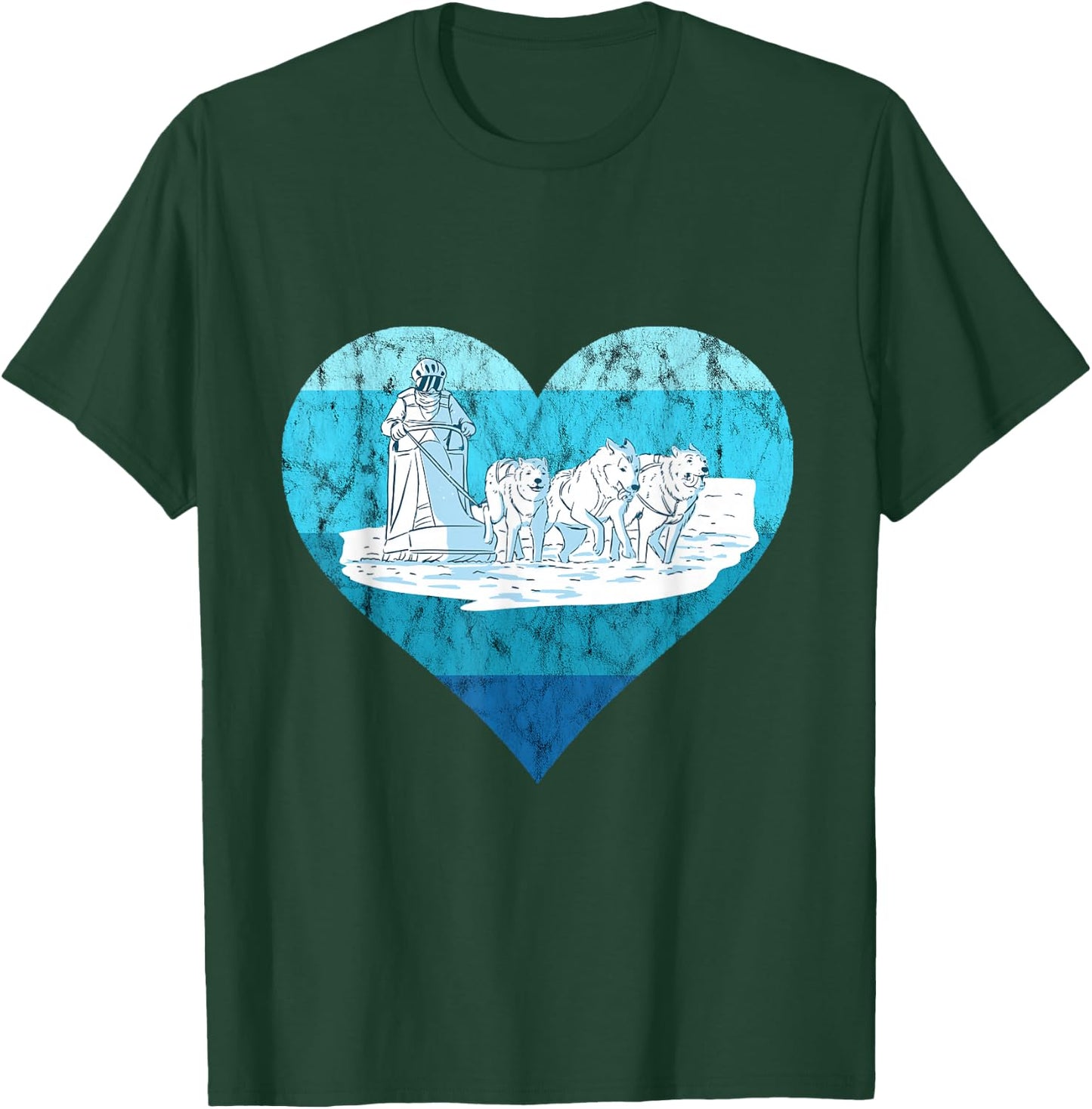 Winter Sport Vintage Sled Dog Snow Sleding Sleigh Mushing T-Shirt - T-Shirt | Forest
