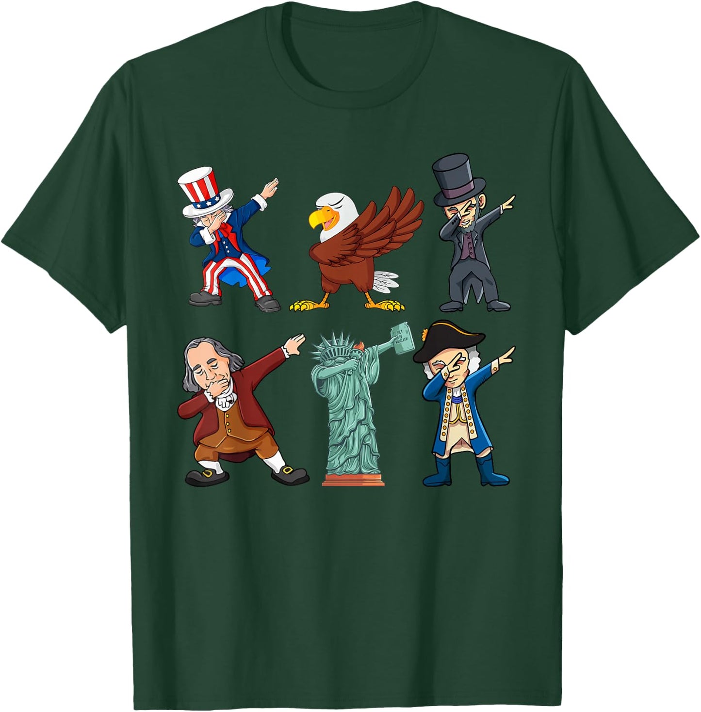 Funny Dab Uncle Sam And Friends 4th of July Boys Girls Kids T-Shirt - T-Shirt | Forest